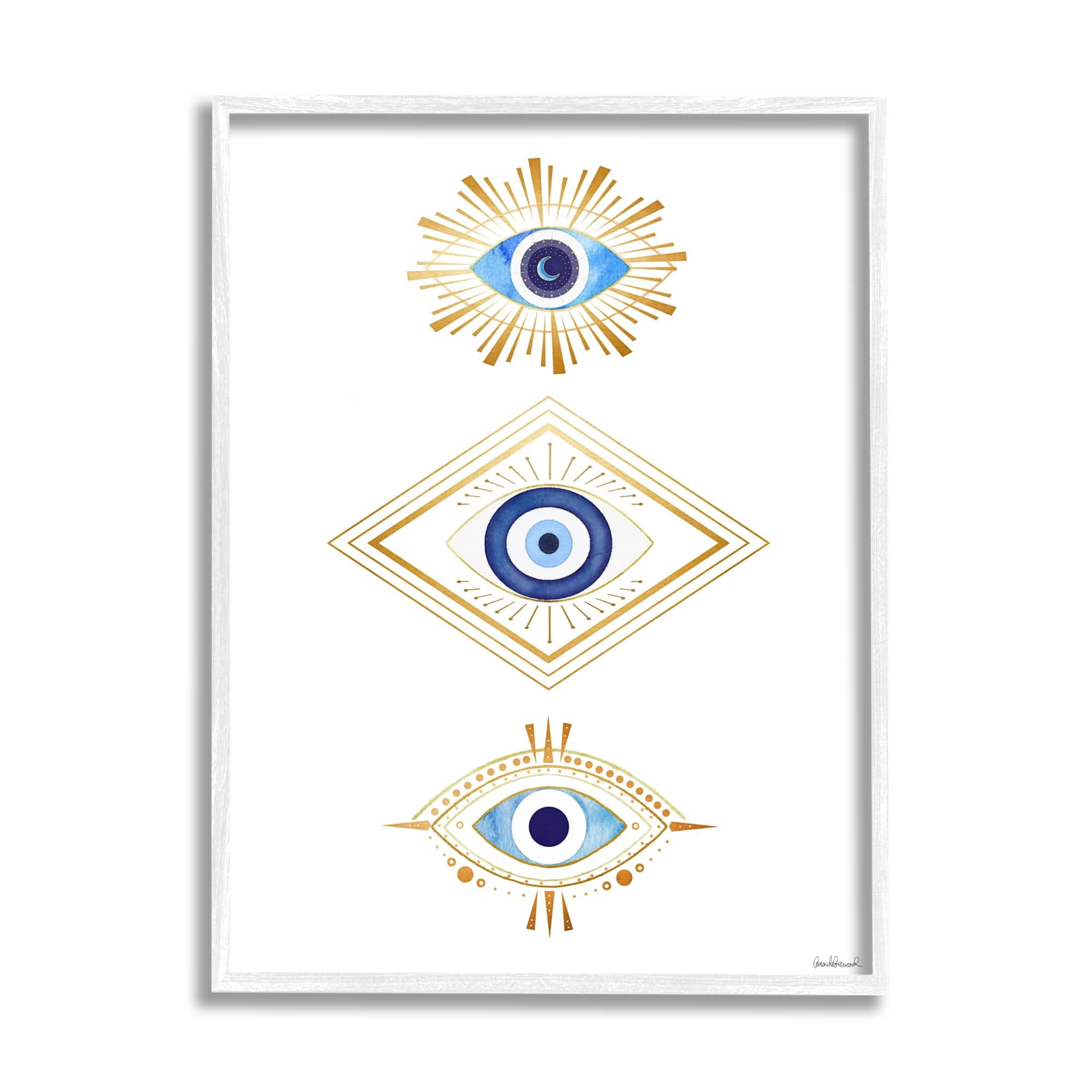 Stupell Industries Eye Of Providence Abstract Deco Arrangement Vivid Blue, 24 x 30, Design by Amanda Greenwood