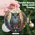 thumbnail image 2 of Ceramic Owl Christmas Ornament - Hanging Owl Decor for Christmas Tree, Gifts & Holiday Presents - Christmas Ornament - Holiday Tree Decoration - Ceramic Keepsake - Gift for Women..., 2 of 6
