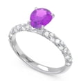 thumbnail image 2 of Diamond-Capitals 1.30 Carat Unique Natural Diamond Amethyst Gemstone Womens Ring for Wedding and Engagement 14K White Gold Size 11, 2 of 8