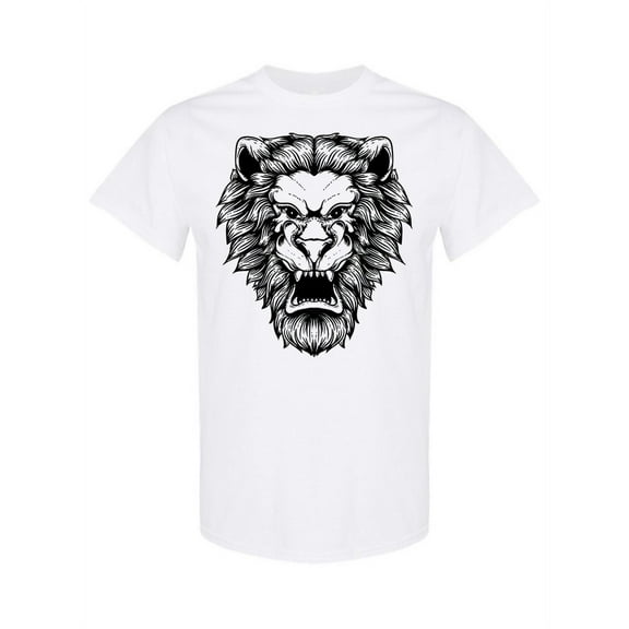 Hand Drawn Lion Head T-Shirt Men -Image by Shutterstock, Male XX-Large