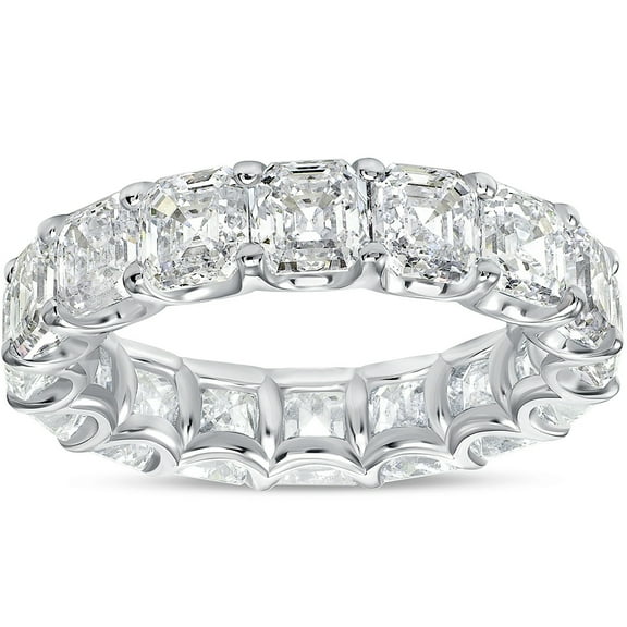 Pompeii 10 1/2 Ct Asscher Cut Moissanite Eternity Ring Wedding Band 10k Gold (,)