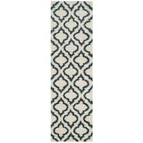 SAFAVIEH Hudson Louise Geometric Shag Runner Rug, Ivory/Slate Blue, 2'3" x 8'