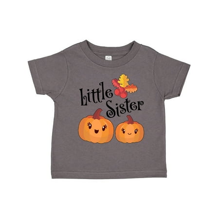 

Inktastic Little Sister Pumpkins with Fall Leaves Gift Toddler Toddler Girl T-Shirt