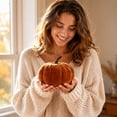 thumbnail image 7 of huayou Velvet Artificial Pumpkin 3.15x2.76 Inch Brown Velvet Pumpkin Mini Table Decor for Fall Thanksgiving Halloween Party Arrangement, 7 of 7