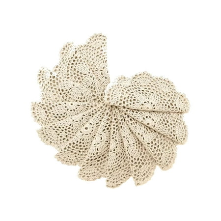 

Miayilima Dining Table Place Mats Hand Knitted Hook Floral Hollowed Out Circular Decorative Pads foreign Trade Plate Pads Insulated Table MATS 20cm