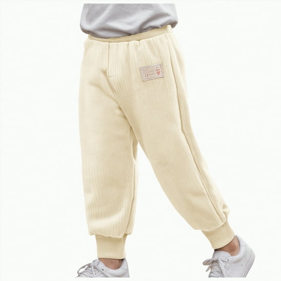 Ccpelsie Boys Sweatpants Elastic Waist Athletic Pants with Pockets Jogger Causal Daily for Toddler Kids(Beige,2-3 Years)