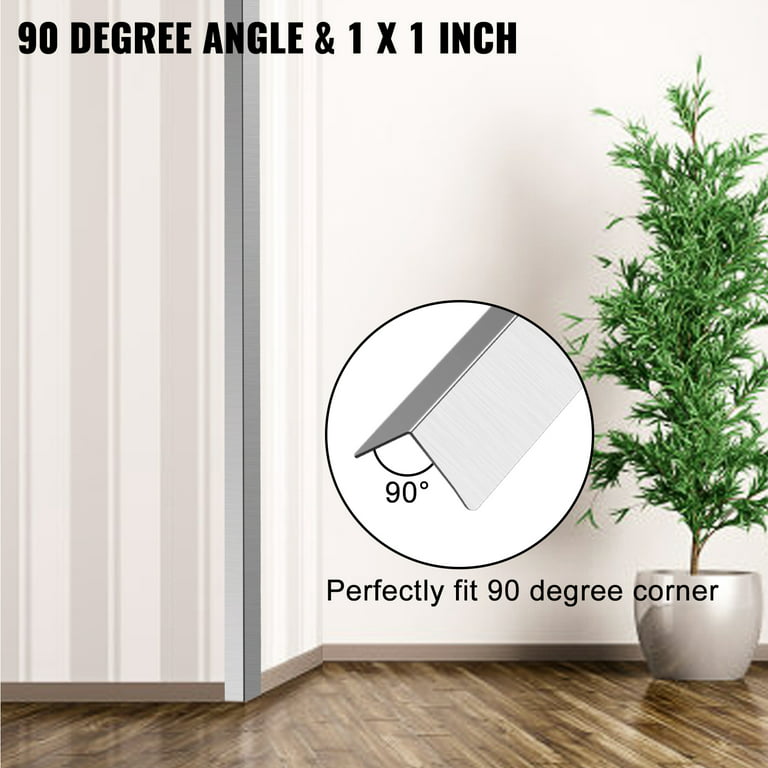 Stainless Steel Corner Guards 1 x 1 x 48 inch Metal Wall Corner Protector,  Pack of 10 Corner Guards, 20 Ga 304 Stainless Corner Guard with 90-Degree  Angle for Wall Protection and Decoration