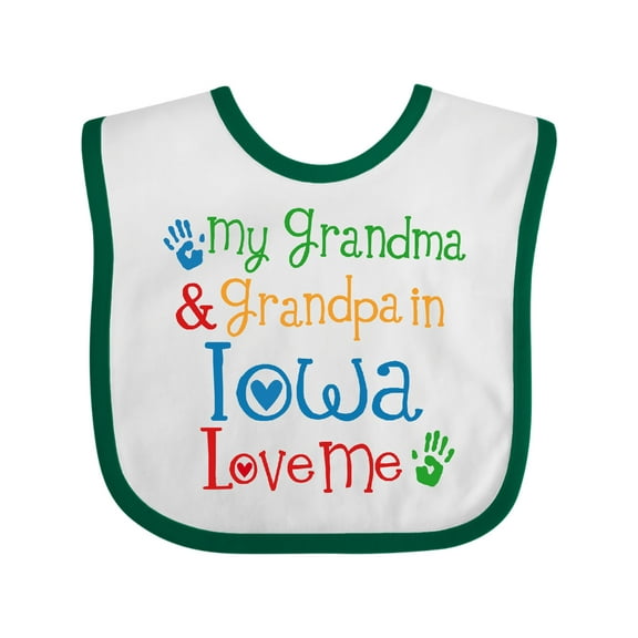 Inktastic Iowa Grandma Grandpa Loves Me Boys or Girls Baby Bib