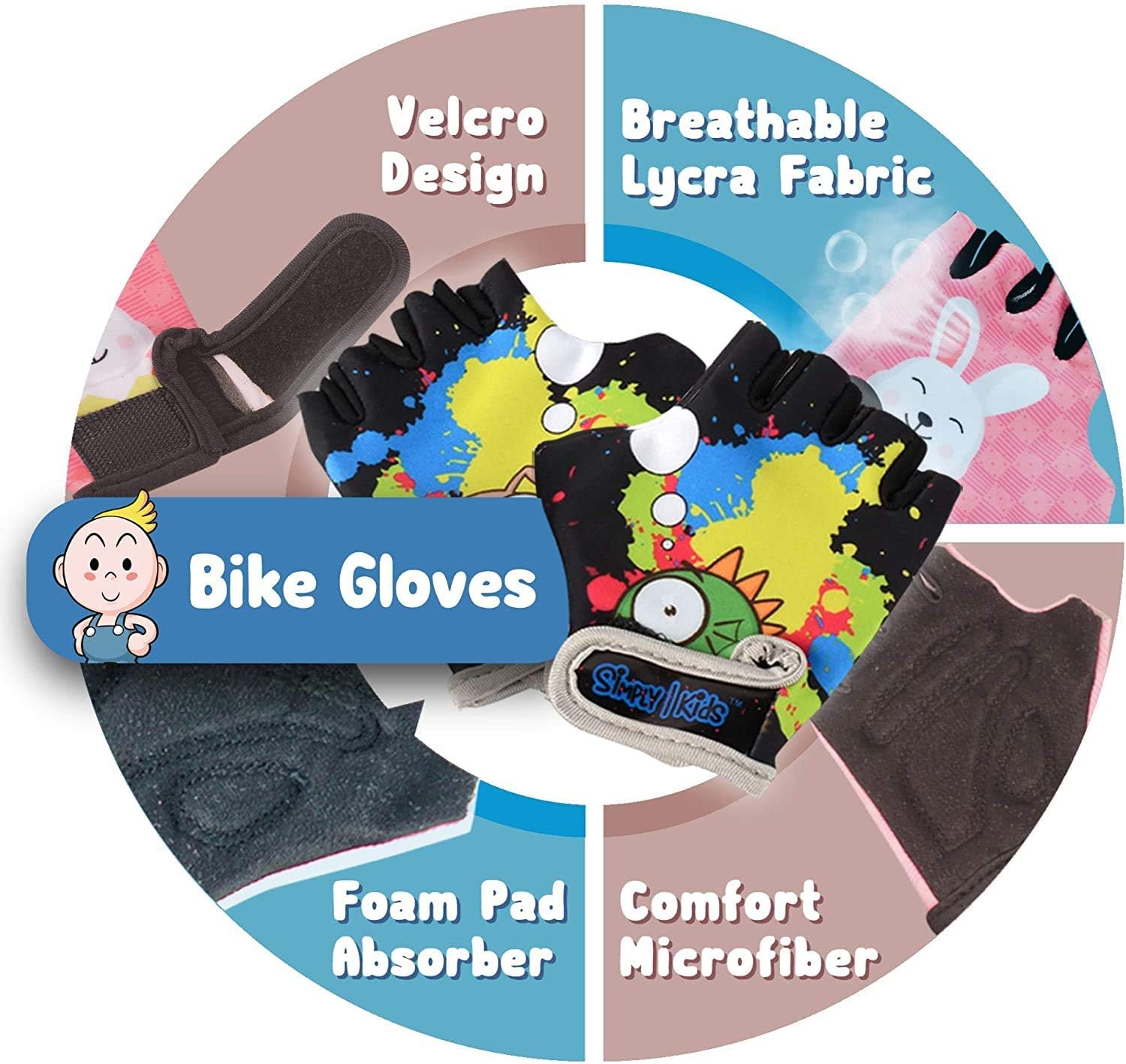 Simply Kids Knee and Elbow Pads with Bike Gloves - Comfortable Toddler ...