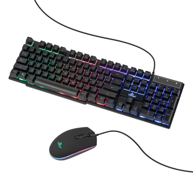 Kit Teclado y Mouse Gamer Yeyian YKP-20705 Alambrico USB 104 Teclas Retroiluminacion RGB