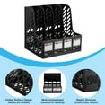 thumbnail image 3 of Unique Bargains Magazine File Holder, PP Plastic Vertical 4 Compartment Desktop Book Newspaper Notebook Storage Rack, Black, 3 of 4