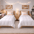 thumbnail image 3 of Eco Dream 100% Cotton Jacquard Comforter – Down Alternative All Season Duvet Insert – Lightweight, Breathable – Queen – White, 3 of 8