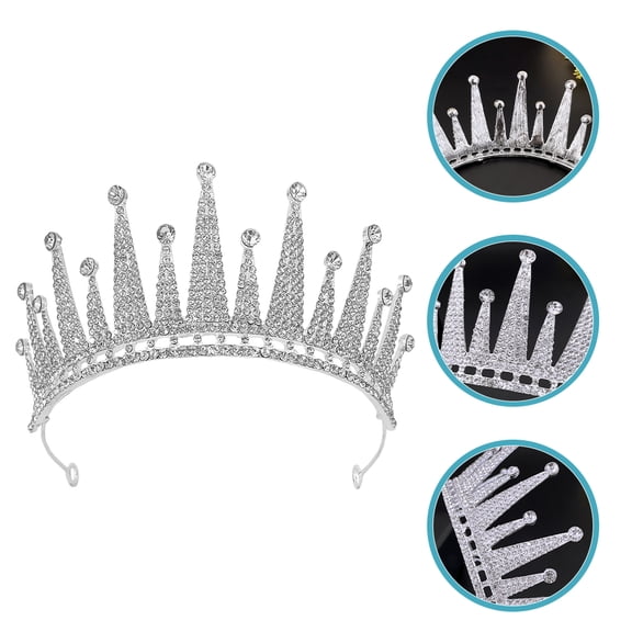Luxshiny Bridal Rhinestone Tiara Crown in Silver Zinc Alloy for Wedding and Birthday Special Occasions