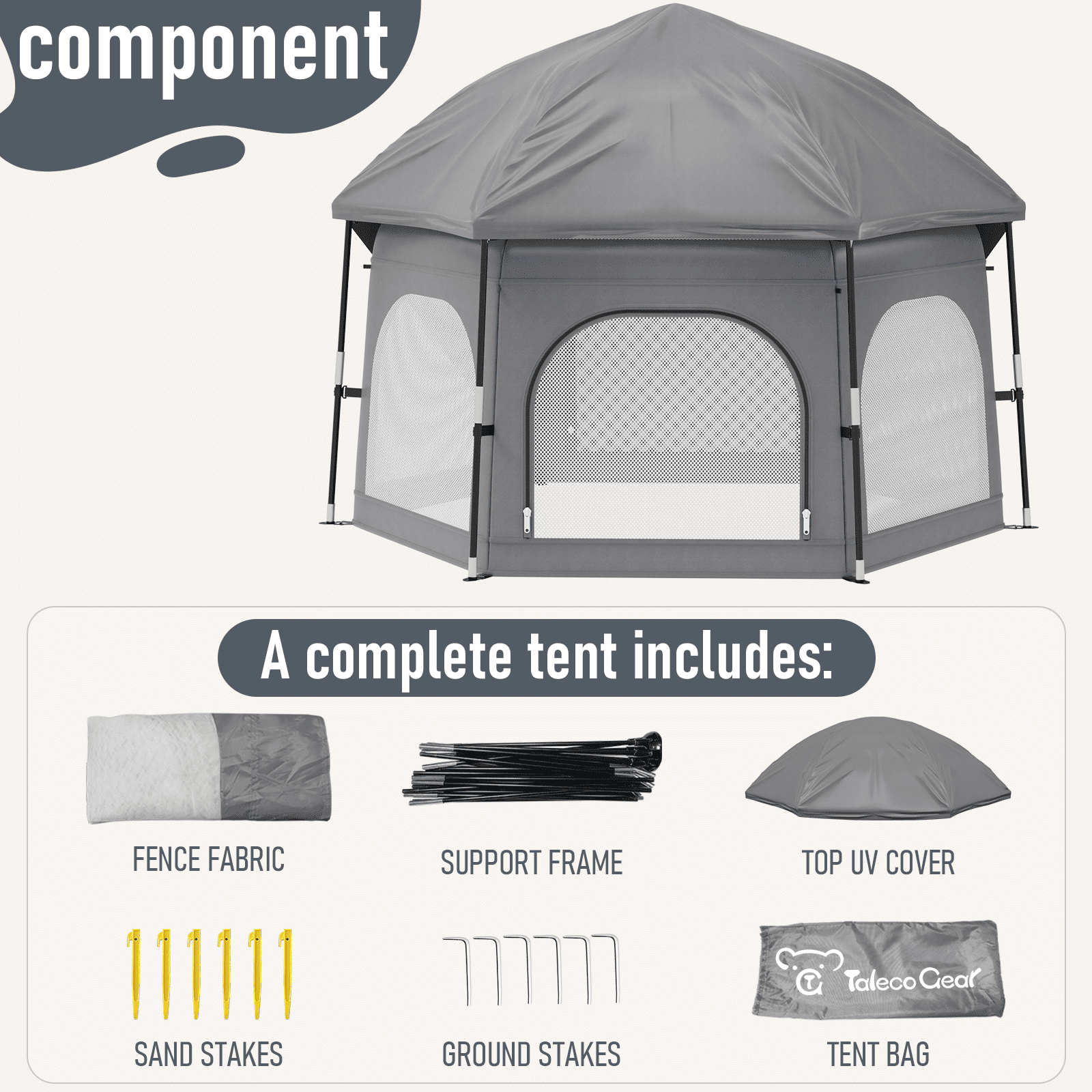 G TALECO GEAR Baby Playpen with Canopy - Instant Pop-Up Portable Play Yard for Infants & Toddlers, Light weight Foldable Indoor Outdoor Playpen Tent for Beach Camping Travel, Dray