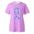 thumbnail image 4 of TSADFHJI Hauts pour Femmes Élégants de Travail T-Shirt Imprimé à Manches Courtes Col Rond Blouse S Violet, 4 of 4