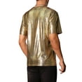 thumbnail image 3 of INSPIRE CHIC Metallic Animal Printed T-Shirt for Men's Short Sleeves Disco Party Tee Shirts XL Golden, 3 of 6