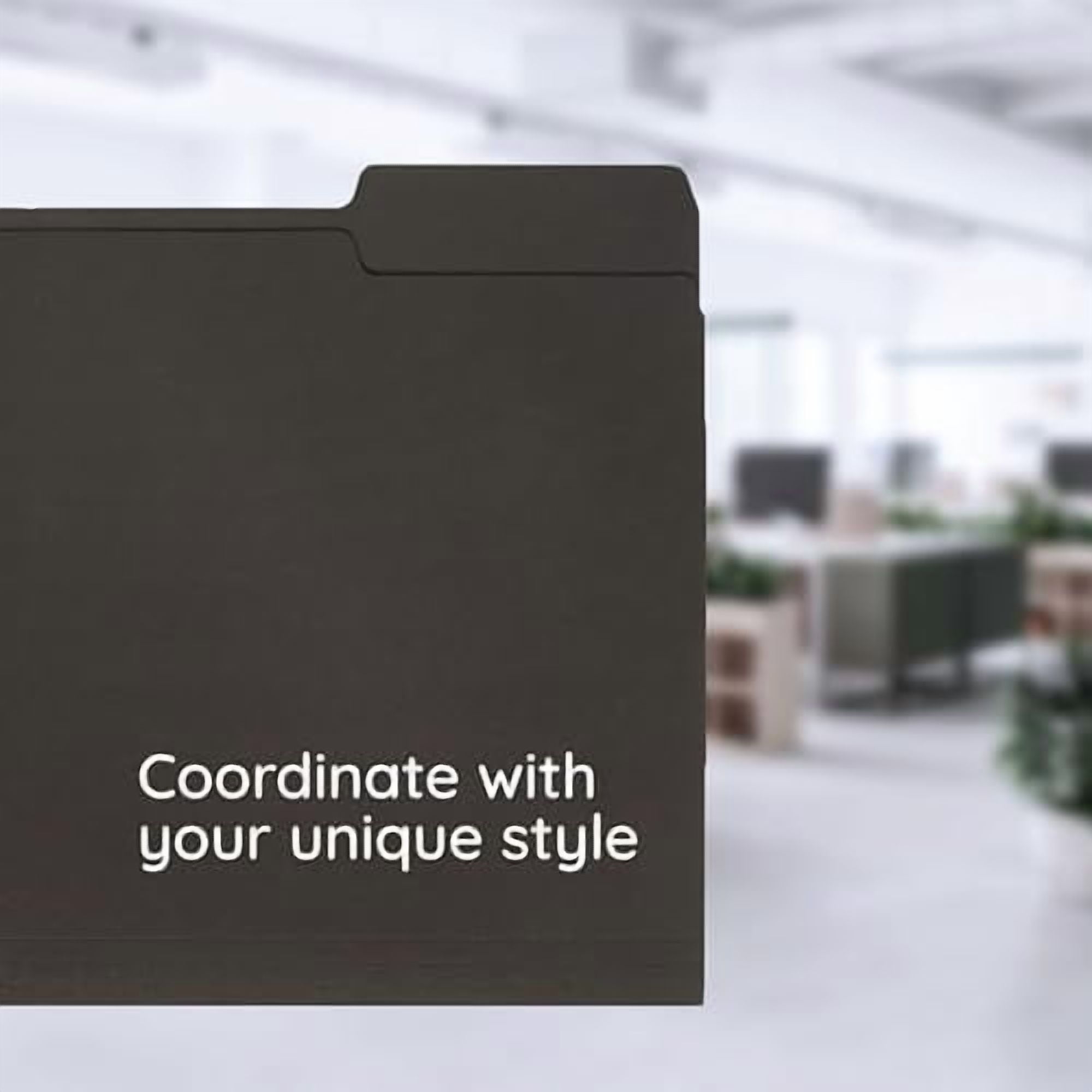 100  Black File Folders - Letter Size File Folders with 1/3 Cut Tabs, Durable 11pt Black Paper, Holds Letter Size Documents, Black Folder 100 Pack