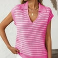 thumbnail image 6 of Jjayotai Women's V Neck Cap Sleeve Sweater Vest, Sleeveless Collared Striped Knit Tank Tops, 2025 Casual Trendy Outfits, Shirts for Women Hot Pink^ M, 6 of 6