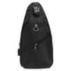 thumbnail image 1 of Bolso bandolera bandolera de cuero de la PU de los hombres con bolsa de ocio con cremallera para auriculares USB (Negro), 1 of 5