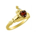 thumbnail image 5 of RYLOS Rings 14K Gold Plated Silver Claddah Love, Loyalty & Friendship Ring Heart 6MM Gemstone & Diamond Claddagh Rings January Garnet Jewelry Size 9, 5 of 7