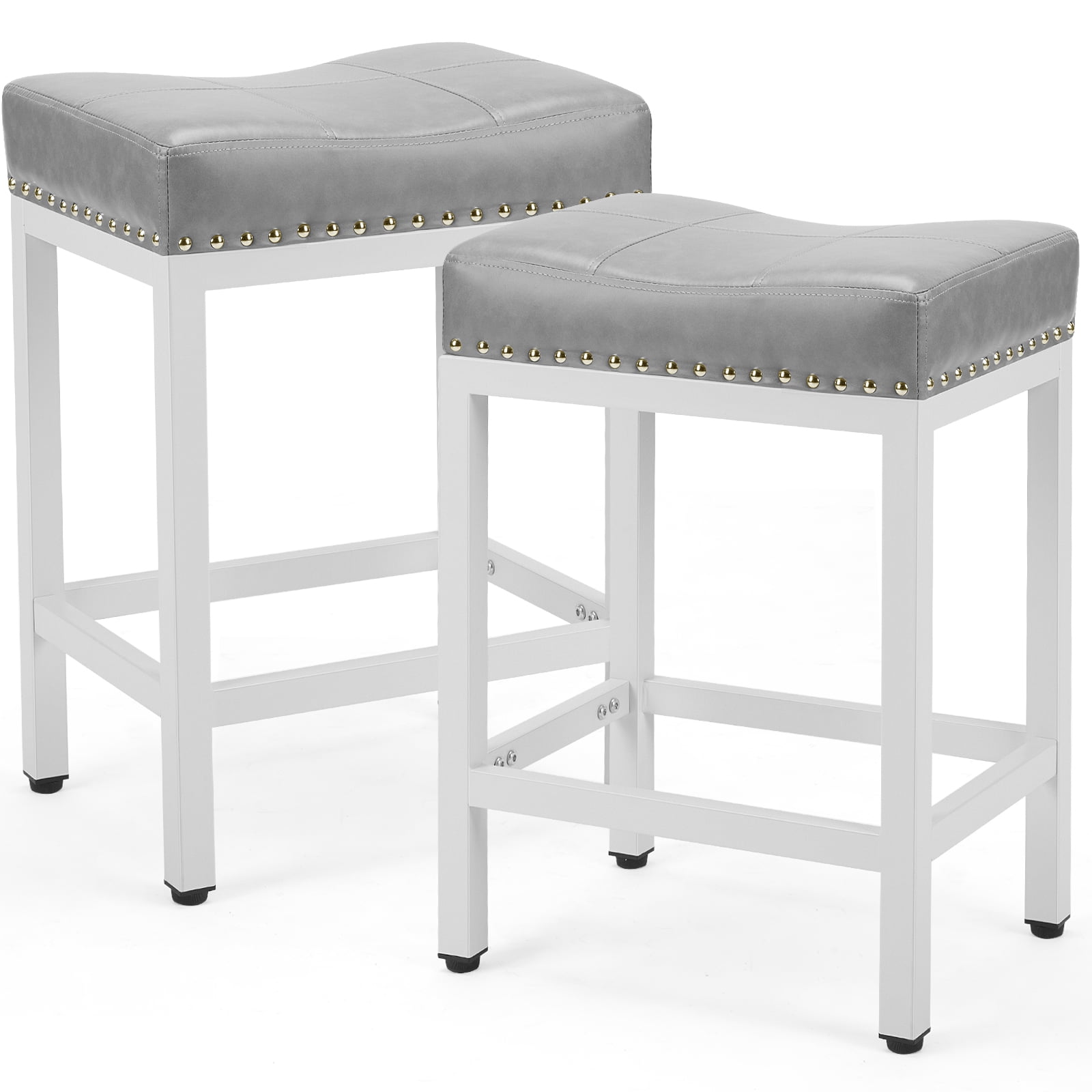 TrumanPick Saddle Bar Stool, Steel Frame with Footrest & Padded Seat for Kitchen Counter