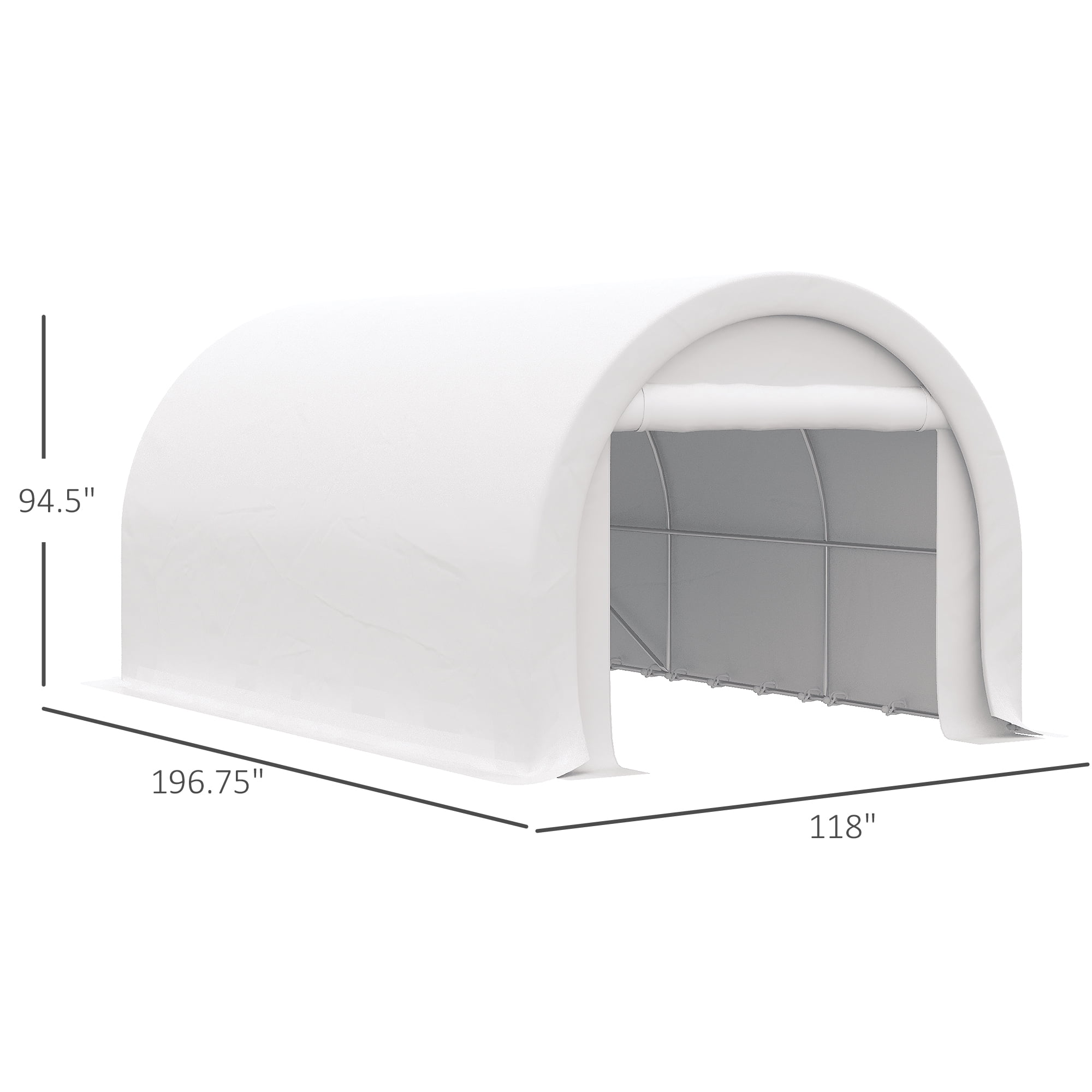 Outsunny Storage Tent 10’ x 16’ x 0’ White Carport