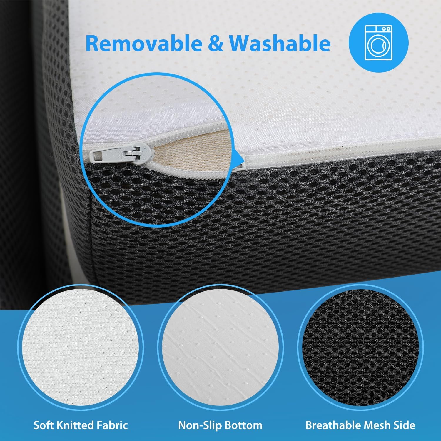 XF XINFENG 3 inch Memory Foam Mattress Tri-Folding Floor Mattress with Portable and Washable Cover,Twin,White