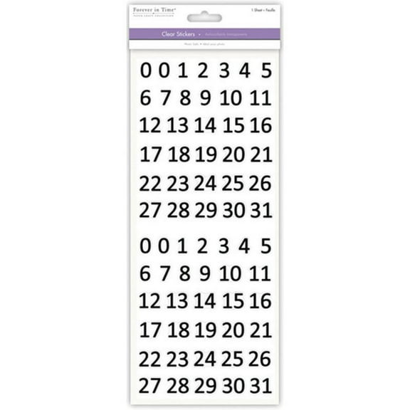 Multicraft Letters & Numbers Medley Clear Stickers-Calendar Black