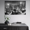 thumbnail image 1 of TISHIRON 3PCS Framed Canvas Wall Art Set,36"x24" Cityscape on a Foggy Night Canvas Art Decor, 1 of 7