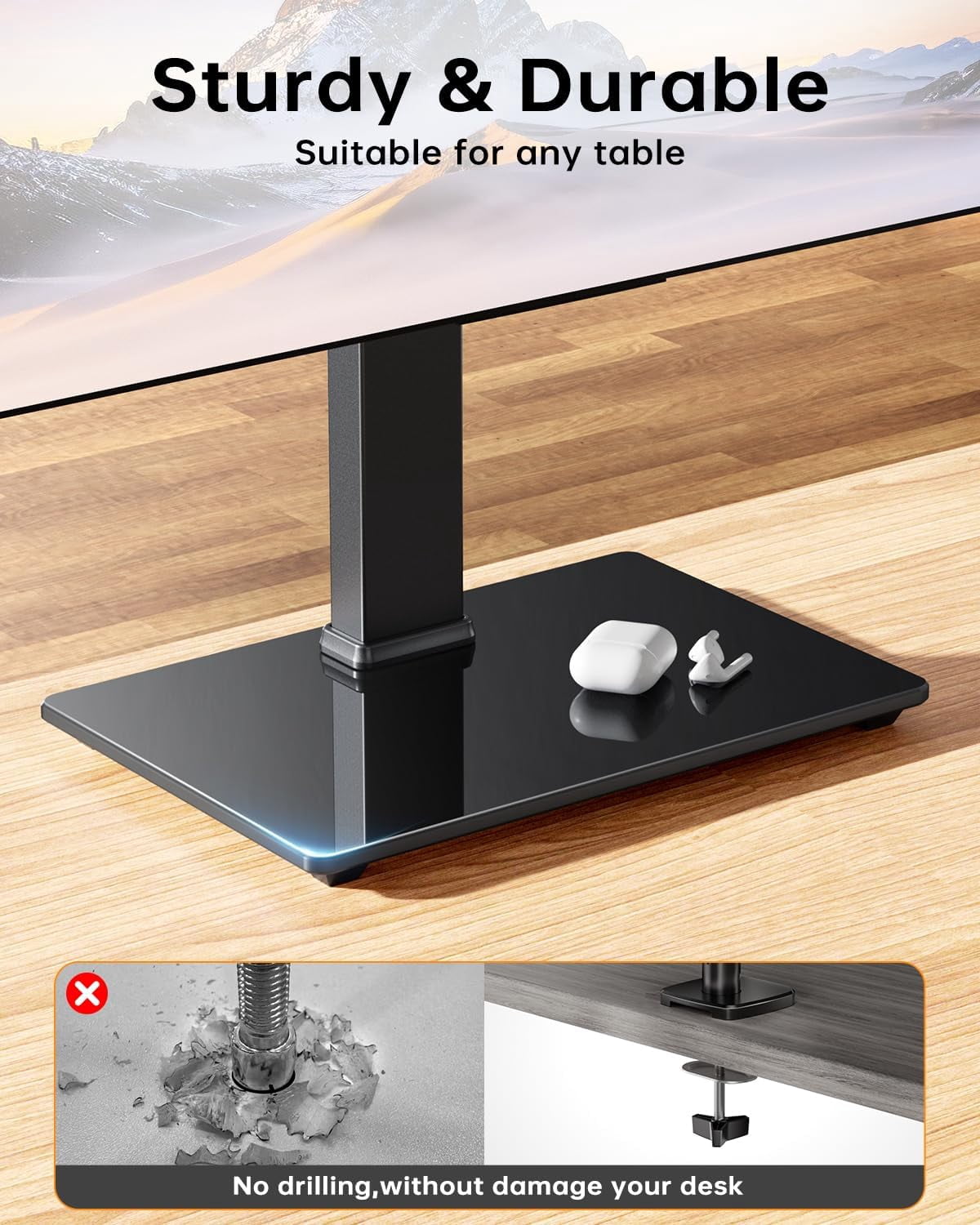 Dual Monitor Stand FreeStanding Desk Riser for 13-32 inch Screens with Swivel Tilt Rotation 4 Height Options Holds  to 77lbs VESA 75x75/100x100mm