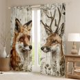 thumbnail image 2 of Feelyou Farmhouse Deer Fox Curtains Pack of 2 (42x84 Each), Rustic Jungle Wildlife Curtains Blackout, Leaf Branches Plant Bedroom Curtains, Curtains and Drapes Decor, 2 of 6