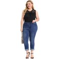thumbnail image 3 of Plus Size Tops for Women Lace Panel Sleeveless Top Black 1X, 3 of 7