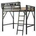 thumbnail image 6 of Full Size Loft Bed with Ladder, Metal Loft Bed with Storage Shelves, High Loft Bed for Kids Teens, Black, 6 of 10