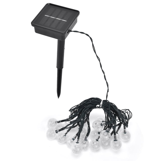 Guirnalda de luces LED solares de 5 m, 20 LED, decorativa para exteriores, con 8 modos de iluminación para patio, jardín y fiestas.