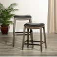 thumbnail image 2 of CoSoTower 30" Bar Height Saddle Stool, Weathered Gray Finish, Black Leather Seat, 2 of 5