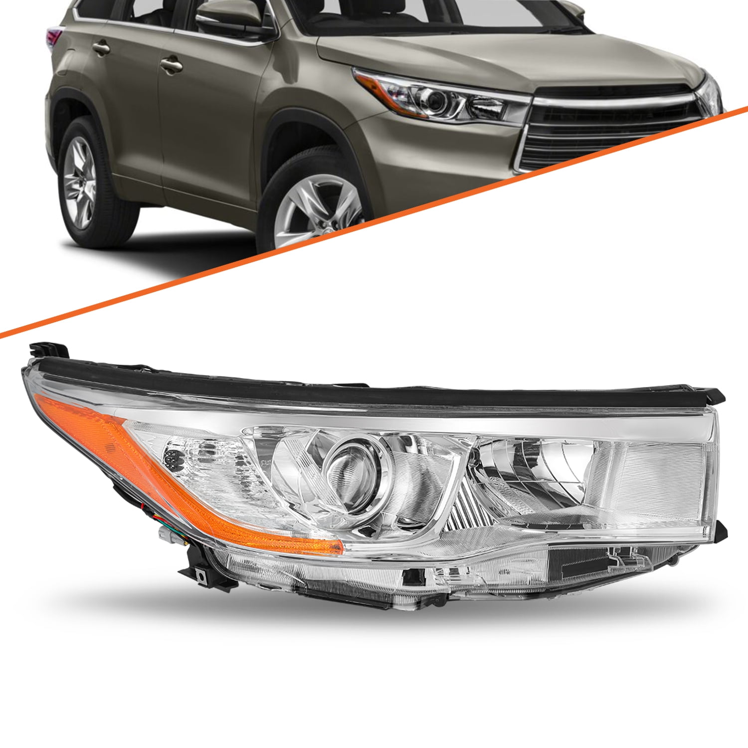 For 2014 2015 2016 Toyota Highlander Right Passenger Headlight Assembly Headlamp