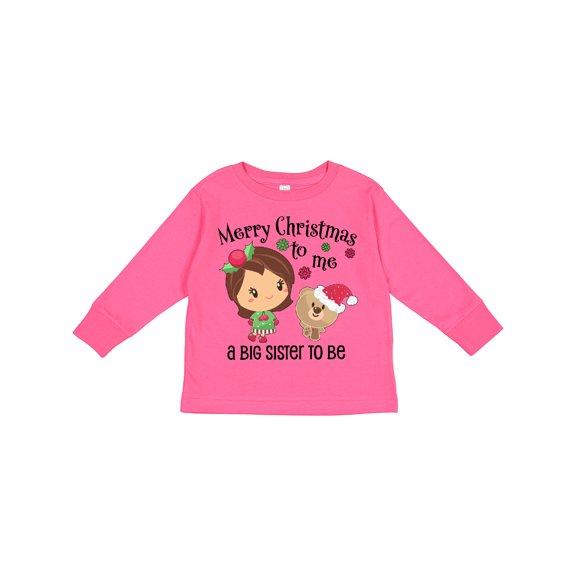 Inktastic Merry Christmas to Me, a Big Sister to Be Girls Long Sleeve Toddler T-Shirt