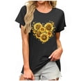 thumbnail image 2 of Shirts for Women Plus Size Short Sleeve Printed Round Neck Summer Tunic Tops Loose Tees Shirts Black XXL, 2 of 6