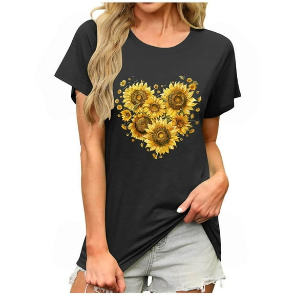 Fall Pohista Summer Tops for Women Womens Graphic T Shirts V Neck Blouses for Women Plus Size Women Short Sleeve Tops Plus Size order history Fashion Gifts