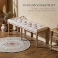 thumbnail image 3 of Bestco Vintage Ottoman Bench 47" Upholstered Entryway Bench & Dining Bench, Fabric Bench for Living Room Hallway, Beige, 3 of 9