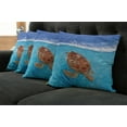 thumbnail image 2 of Ambesonne Turtle Throw Pillow Cover 4 Pack, Chelonia Water Surface, 24", Violet Blue Pale Brown, 2 of 6