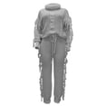 thumbnail image 6 of YUHAOTIN Sweatsuit Outfits for Women 2 Piece Set Fashionable Casual Solid Color Knitted Long Sleeve Turtleneck Fringe Sweater Set Track Suit for Womens Fall Fashion 2024, 6 of 8