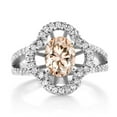thumbnail image 2 of Gem Stone King 1.37 Ct Oval Peach Morganite 925 Sterling Silver Ring (Size 7), 2 of 4