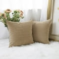 thumbnail image 2 of 18x18 Throw Pillow Covers Decorative Set of 2 Soft Velvet Corduroy Striped Square Cushion Cover for Bench Couch Decor, 18 x 18 inch, Taupe, 2 of 14