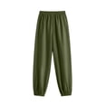 thumbnail image 6 of Vivianyo HD Women's Linen Blend Summer Jogger Capri Pants, Elastic Cuff Elastic Waist Side Pocket Solid Cropped Jogger Trousers for Women Outdoor Running, Women's Army Green, Sizes S-2XL, 6 of 6