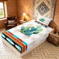 thumbnail image 5 of Manfei Western Cactus Twin Sheets, Farmhouse Aztec Bedding, Multicolor White, Reversible 3-Piece1 Flat Sheet + 1 Fitted Sheet + 1 Pillowcase, 5 of 6