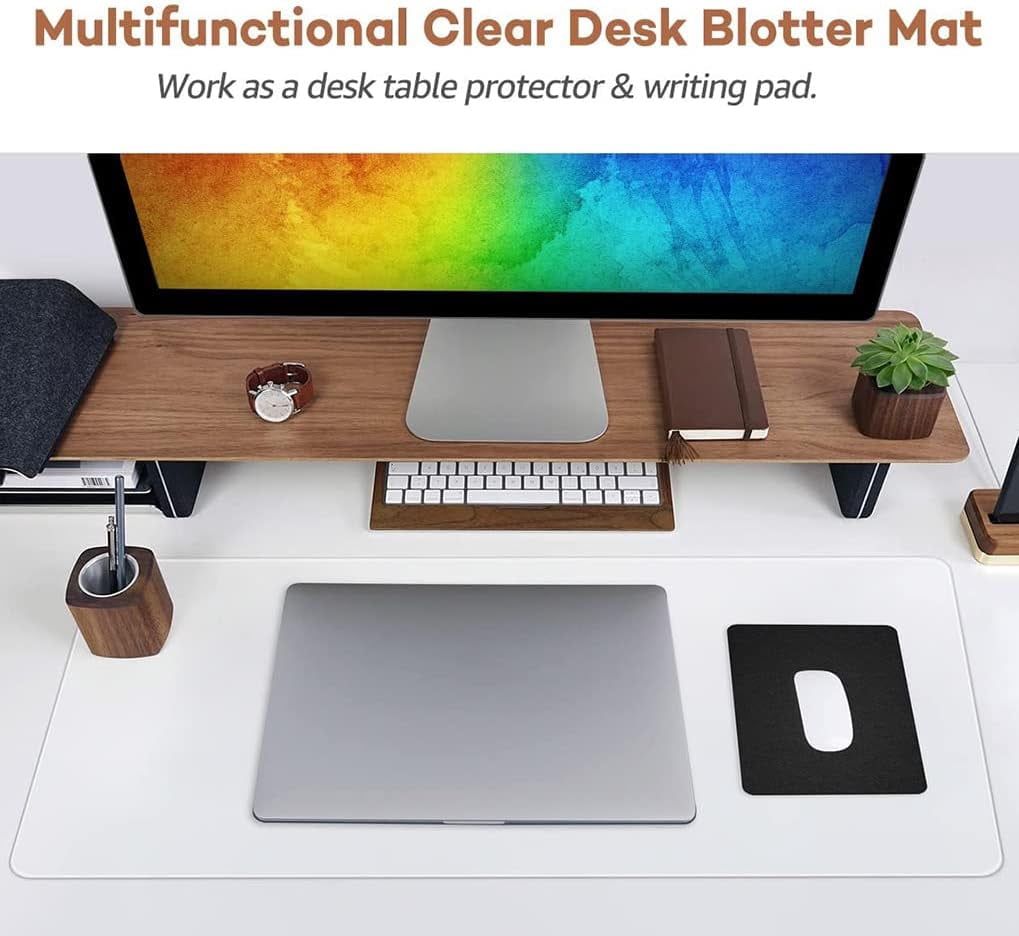 Clear Desk Pad,Non-Slip Writing Desk Protector Mat,Transparent Desk Cover with Round Edge,Easy Clean Computer Gaming Laptop Desk Mat for Office Home