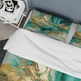 thumbnail image 4 of Designart "Unveiling The Energy Gold and Green IV" Modern Geometric Bedding Covert Set - Abstract Geometric Gold Abstract Bed Set With 2 Shams, 4 of 6
