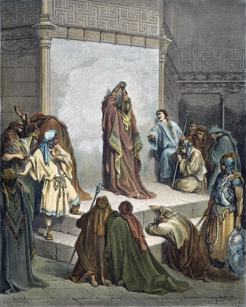 David Mourning Absalom. /Ndavid Mourning The Death Of Absalom (Ii Samuel 1833). Wood Engraving