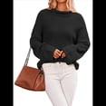 thumbnail image 2 of Suéteres de Cuello Redondo para Mujer, Conjuntos de Otoño, Suéteres de Punto con Cuello Redondo y Abertura Lateral, Tops de Moda. Negro M, 2 of 10